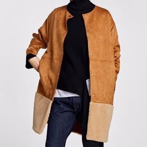 Camel Zara Suede Coat